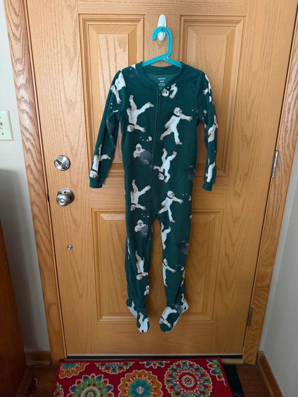 Carter's Dark Green Polar Bear Footed One-Piece Pajamas